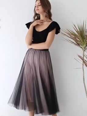 NWT Chicwish Black Ombre Tulle Maxi Skirt